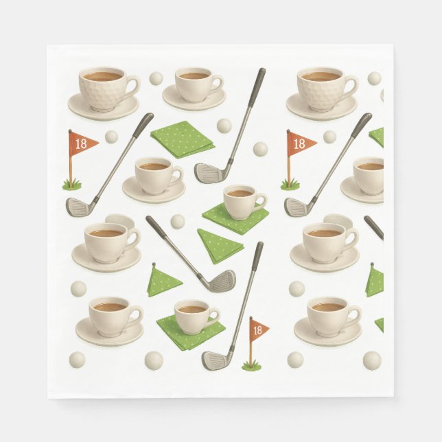 Golftron och kaffe med flagga pappersservett (Framsidan)