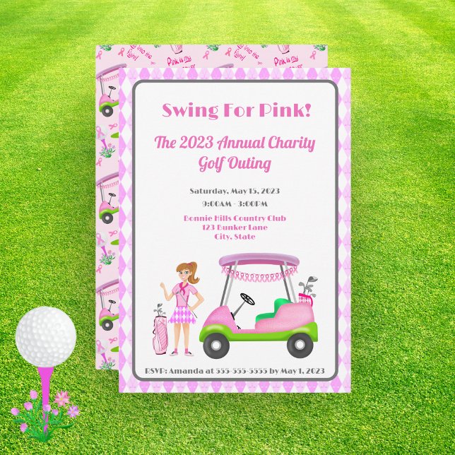Golfturnering för Rosa Bröstcancermedvetenhet Inbjudningar (Skapare uppladdad)