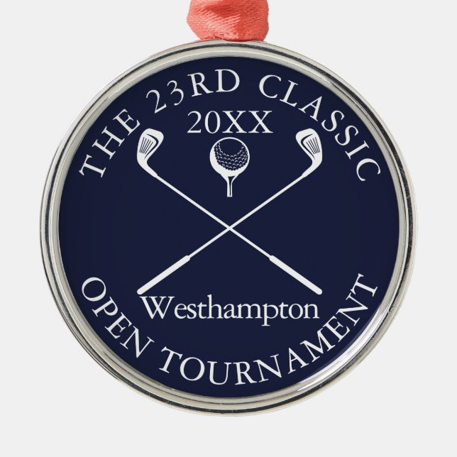 Golfturnering Klassisk händelse Navy Blue Award Julgransprydnad Metall (Framsidan)