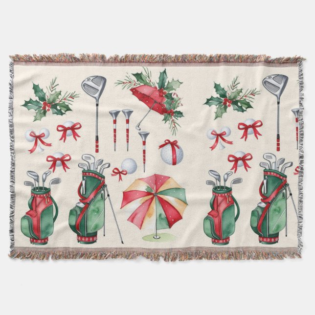 Golfutrustning Juldag Dekoration för golfer Filt (Framsidan)