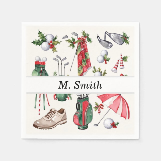Golfutrustning Julgolfer Dekoration party Pappersservett (Framsidan)