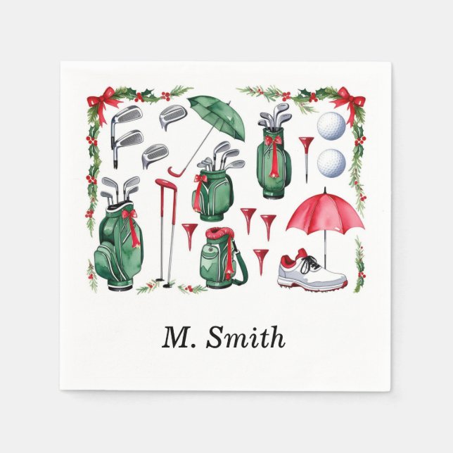 Golfutrustning Julgolfer Dekoration party Pappersservett (Framsidan)