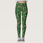 Golfutrustning Leggings<br><div class="desc">Mönster av golfbollar, golfklubbar, golf hänger lös, utslagsplatser, och flaggor på dessa gröna damasker är den perfekta gåvan för en golfare!</div>