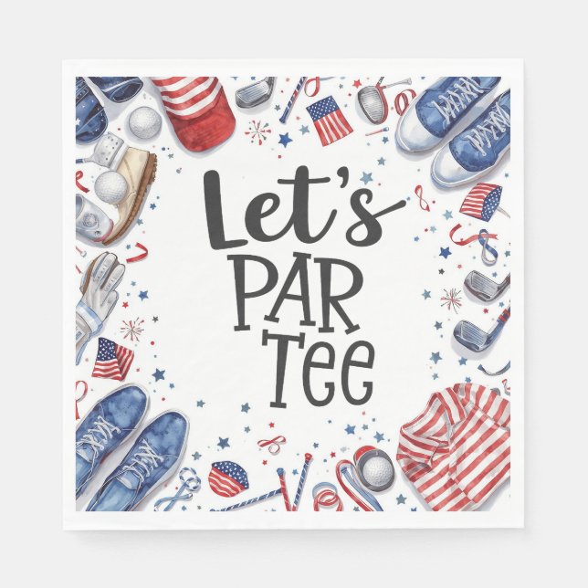 Golfutrustning med text Let Par Tee Golfkalas Pappersservett (Framsidan)