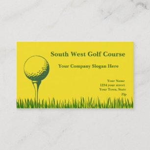 Golfutslagsplats och golfboll visitkort