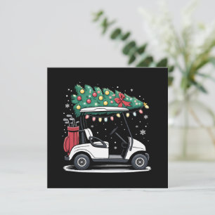 Golfvagn julgran lampor Xmas Sport Golfare Julkort