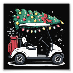 Golfvagn julgranljus Xmas Sport Golfare Fototryck