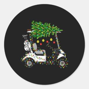 Golfvagn julgranljus Xmas Sport Golfare Runt Klistermärke