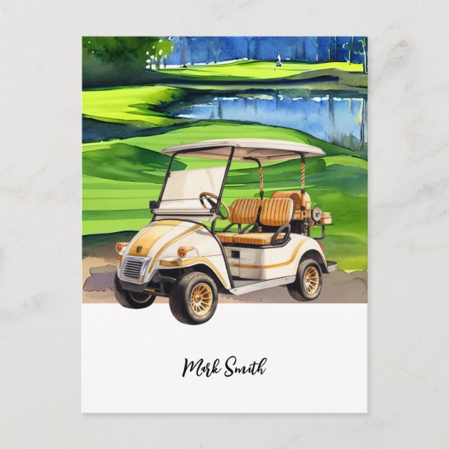 Golfvagn på Par-anpassning: Golf Cart Vykort (Framsida)
