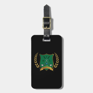 GOLFvapensköld med lagrarkranmonogramen Bagagebricka