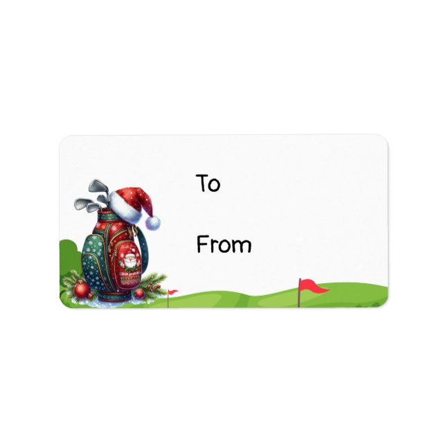 Golfväska med Santa Hat för Golfer Adressetikett (Framsidan)