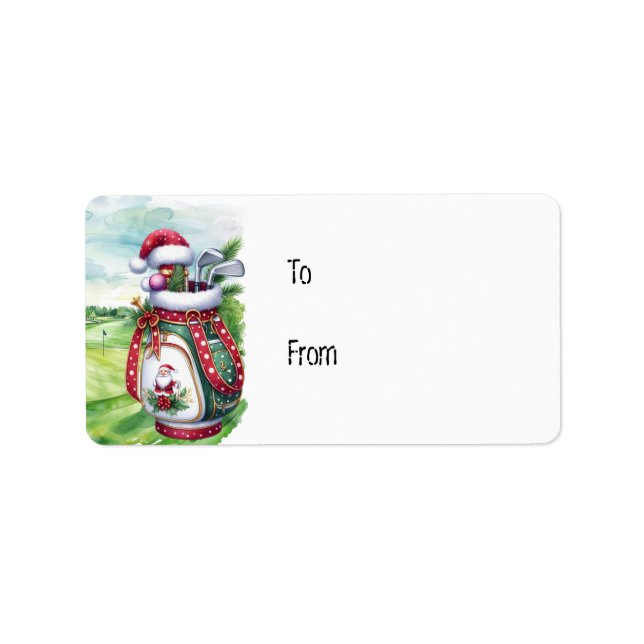 Golfväska med Santa Hat för Golfer Adressetikett (Framsidan)