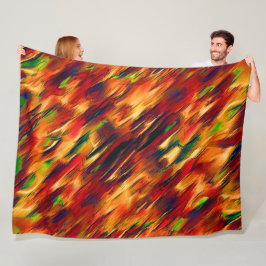 Golik nedfläckad från rött till orange, lite grönt fleecefilt