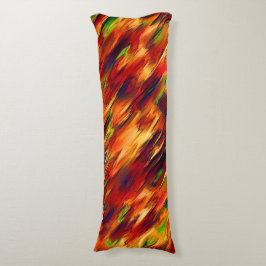 Golik nedfläckad från rött till orange, lite grönt kroppskudde