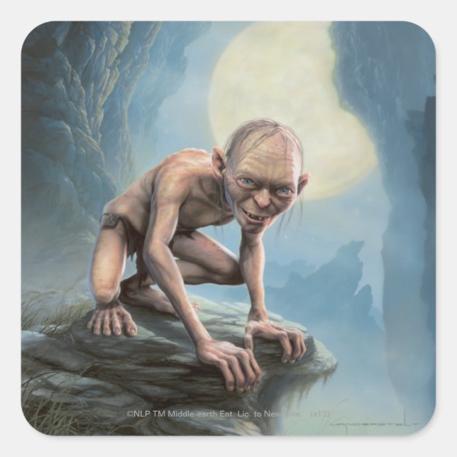GOLLUM™ med Måne Fyrkantigt Klistermärke (Framsida)