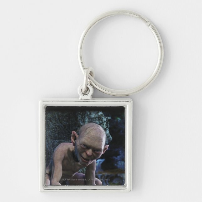GOLLUM™ med sjömil Fyrkantig Silverfärgad Nyckelring (Framsidan)