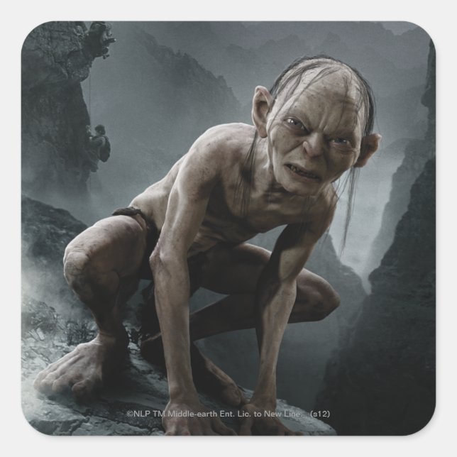 GOLLUM™ på Sten Fyrkantigt Klistermärke (Framsida)