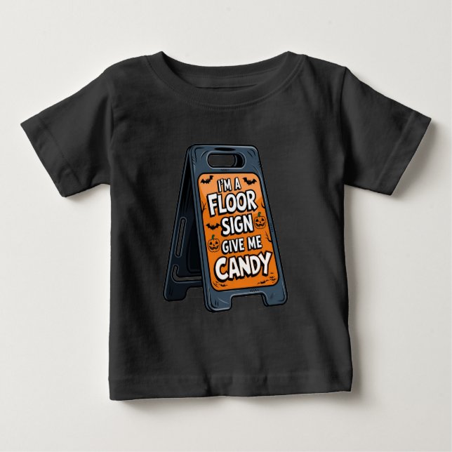 golv undertecknar ge, godis, halloween, svart t shirt (Framsida)