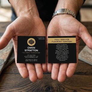 Golventreprenör Black & Gold Fyrkantigt Visitkort