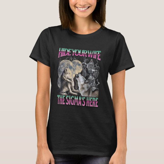 Göm din hustru Sigma är härLustigt varulvsull T Shirt (Framsida)