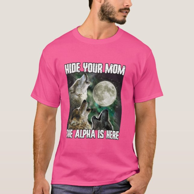 Göm Mamma att Alfa är här, en fin varulv T Shirt (Framsida)