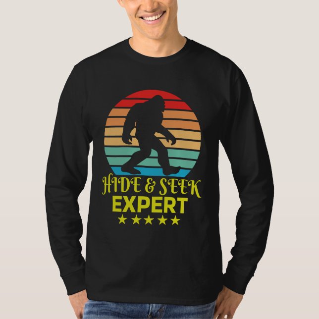 Göm och försök med expertstöd Bigfoot Funny T Shirt (Framsida)