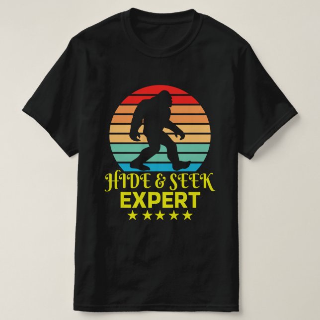 Göm och försök med expertstöd Bigfoot Funny T Shirt (Design framsida)