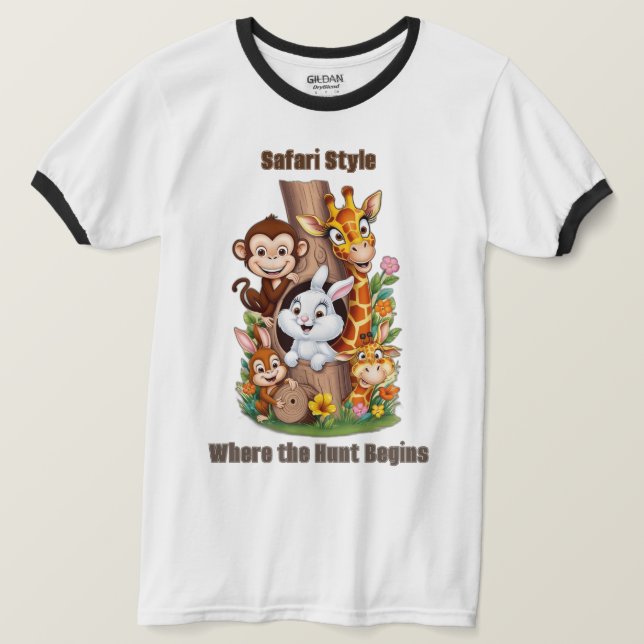 Göm och sök efter Safari: Humous Animal T-Shirt (Design framsida)