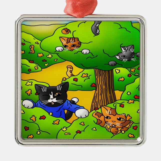 Göm och söka efter katter julgransprydnad metall (Framsidan)