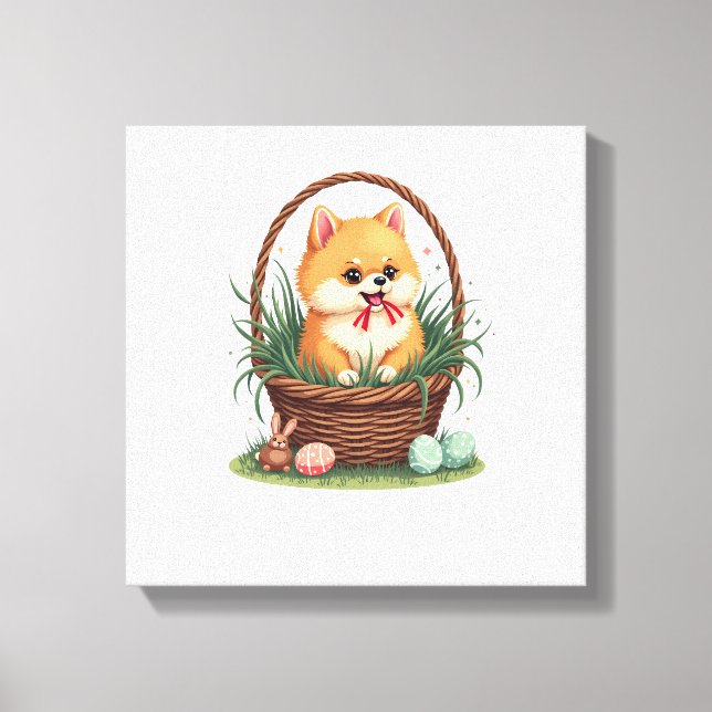 Gomis påskkaos Vintage söta påskhund Vector  Canvastryck (Framsida)