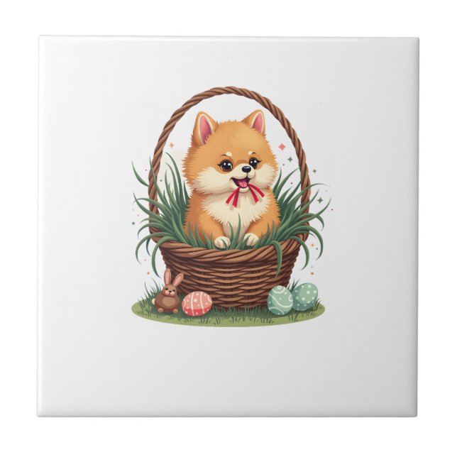 Gomis påskkaos Vintage söta påskhund Vector Kakelplatta (Framsidan)