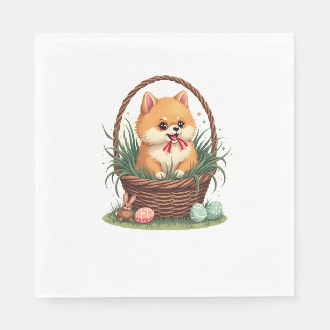 Gomis påskkaos Vintage söta påskhund Vector Pappersservett (Framsidan)