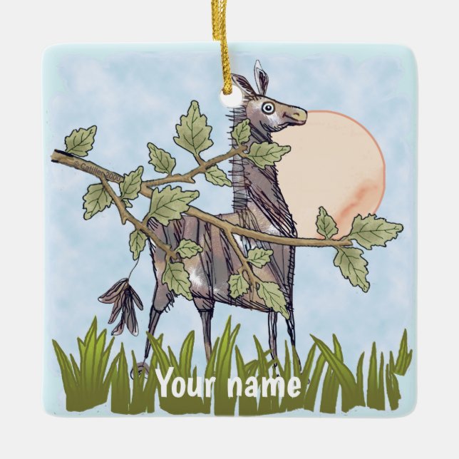 Gömmande häst julgransprydnad keramik (Framsida)