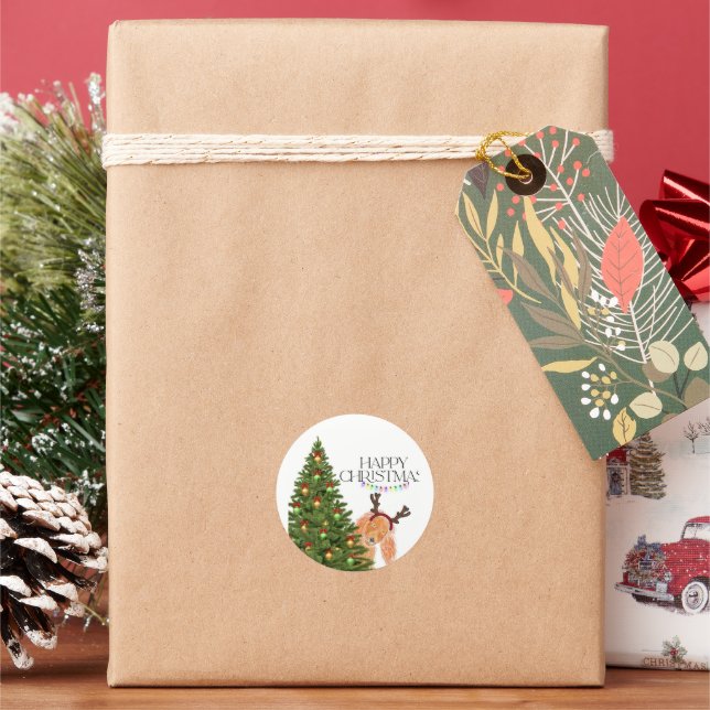 Gömmande Hund jul Runt Klistermärke (Semester)