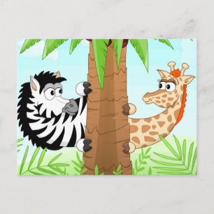 Gömmande zebra och giraffe vykort