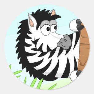 Gömmande zebra runt klistermärke