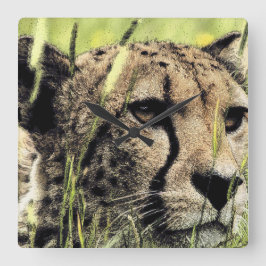 "Gömmer Cheetah" Fyrkantig Klocka