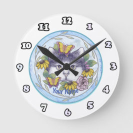 Gömmer kattur rund klocka