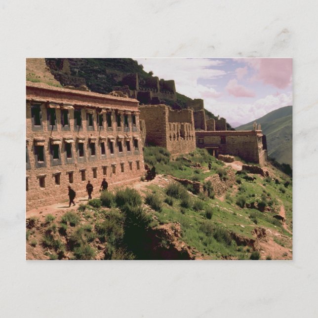 Gompa-murar och -fönster, Tibet, China Vykort (Framsida)