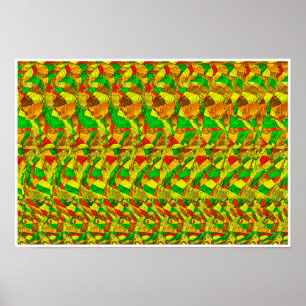 Gömt 3D-stereogram Poster - Puzzled Gorilla