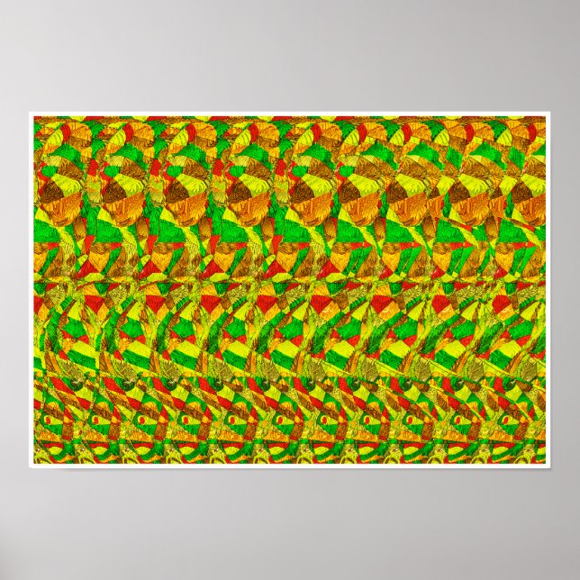 Gömt 3D-stereogram Poster - Puzzled Gorilla (Framsidan)