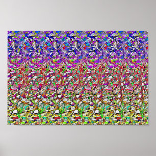 Gömt 3D-stereogramPoster, fjäril på en blomma Poster