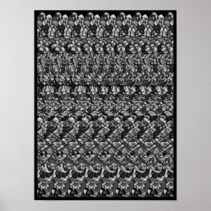 Gömt 3D-stereoprogram Poster - Jolly Roger, B&W