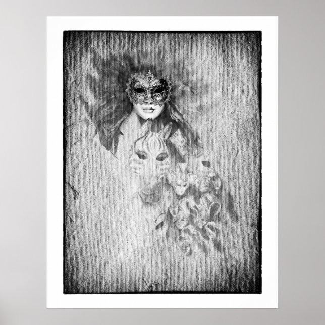 Gömt Ansikte & Beyond Mask /Venedig Poster (Framsidan)