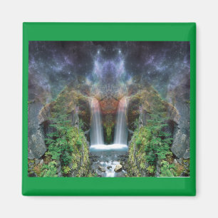Gömt Ansikte i Fantasy Waterfalls Magnet