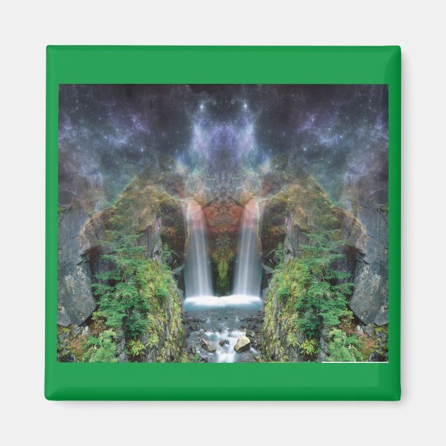 Gömt Ansikte i Fantasy Waterfalls Magnet (Framsidan)