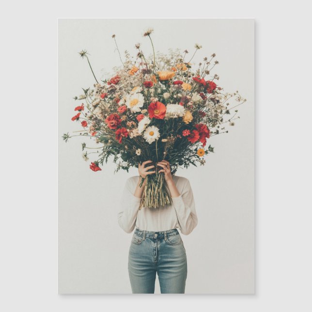 Gömt bakom blommorna magnetisk inbjudningskort (Framsida)