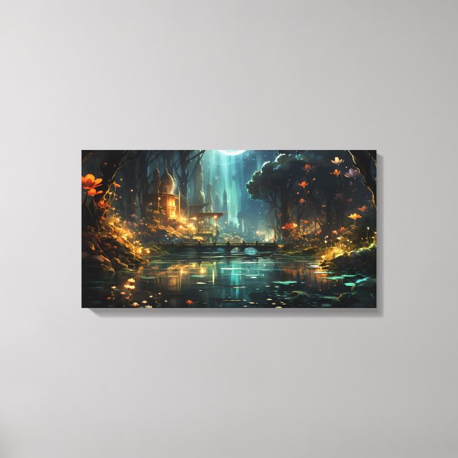 Gömt Forest City i Moonlight Canvastryck (Framsida)