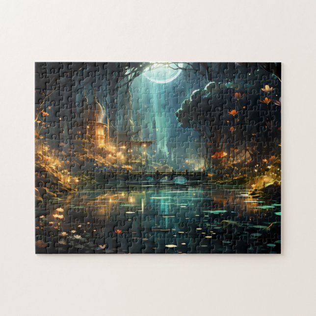 Gömt Forest Temple i Moonlight Pussel (Horisontell)