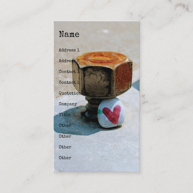 Gömt Heart Sten och en Rusty Bolt Visitkort (Framsida)